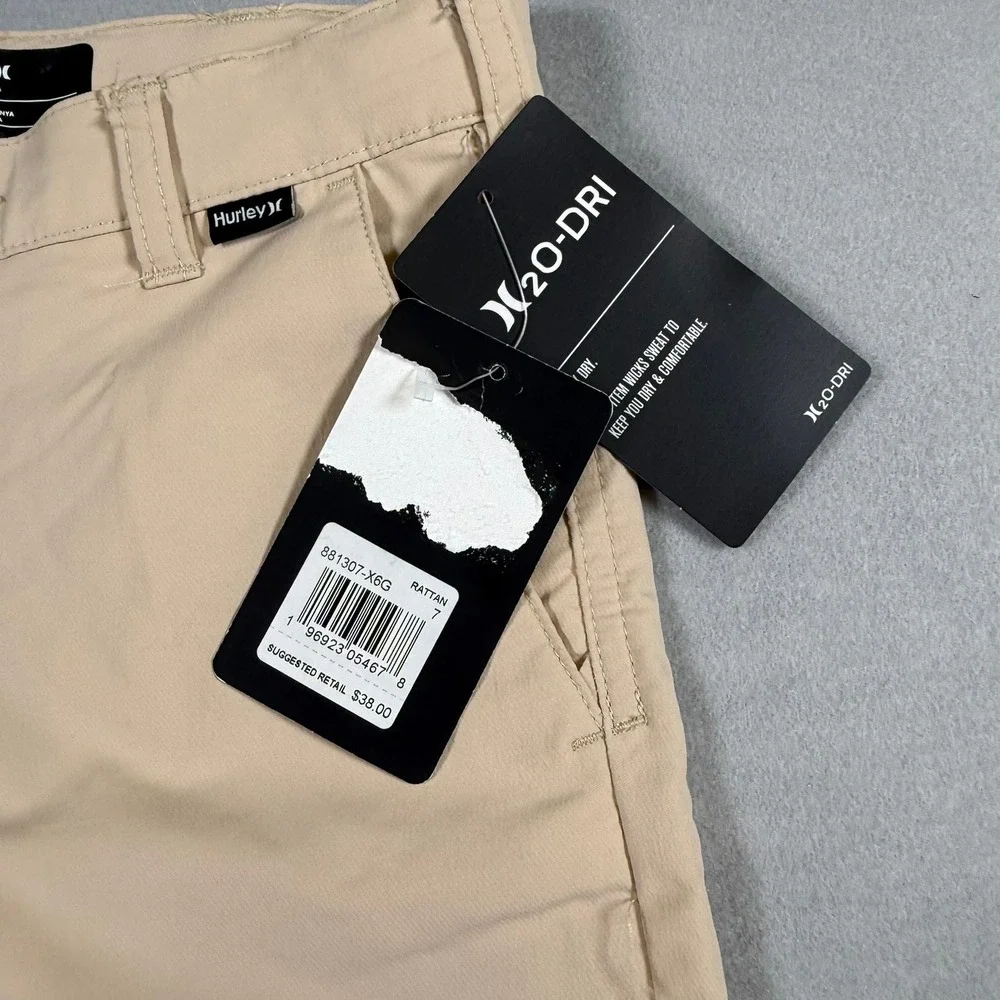 Hurley Boys 7 Shorts Kahki H2O-DRI Chino Performance Surf Skate Khaki Rattan NEW